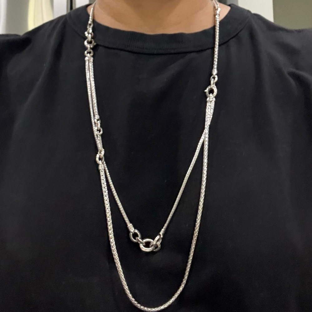 John Hardy Silver Double Strand Mixed-Link Necklace